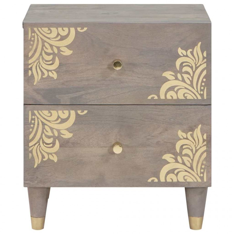 Szafka Nocna 2 pcs Szary 40 x 33 x 46 cm Drewno z mango