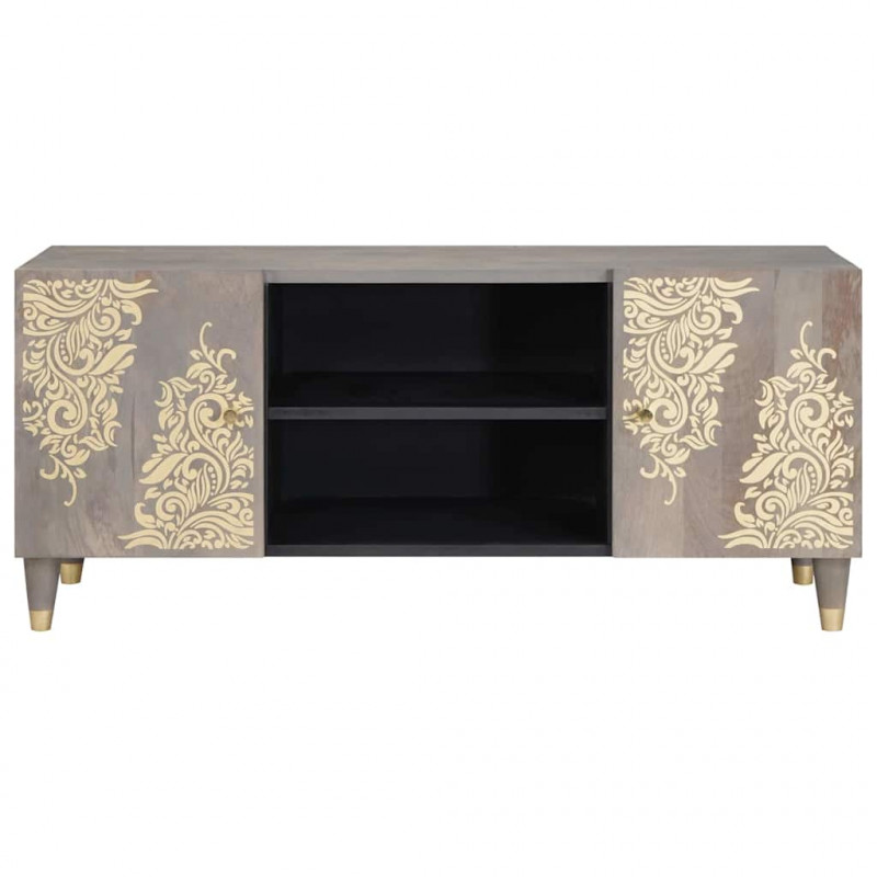 Szafka pod telewizor Szary 105 x 33 x 46 cm Drewno z mango