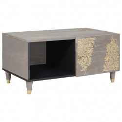 Stolik kawowy Szary 80 x 50 x 40 cm Drewno z mango