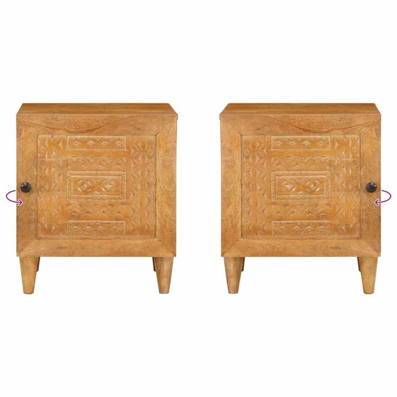 Szafka Nocna 2 pcs Jasny Brąz 40 x 33 x 46 cm