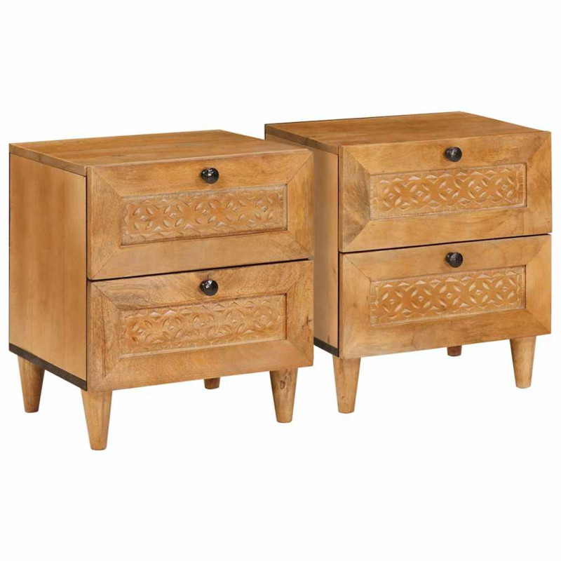 Szafka Nocna z szufladą 2 pcs Jasny Brąz 40 x 33 x 46 cm