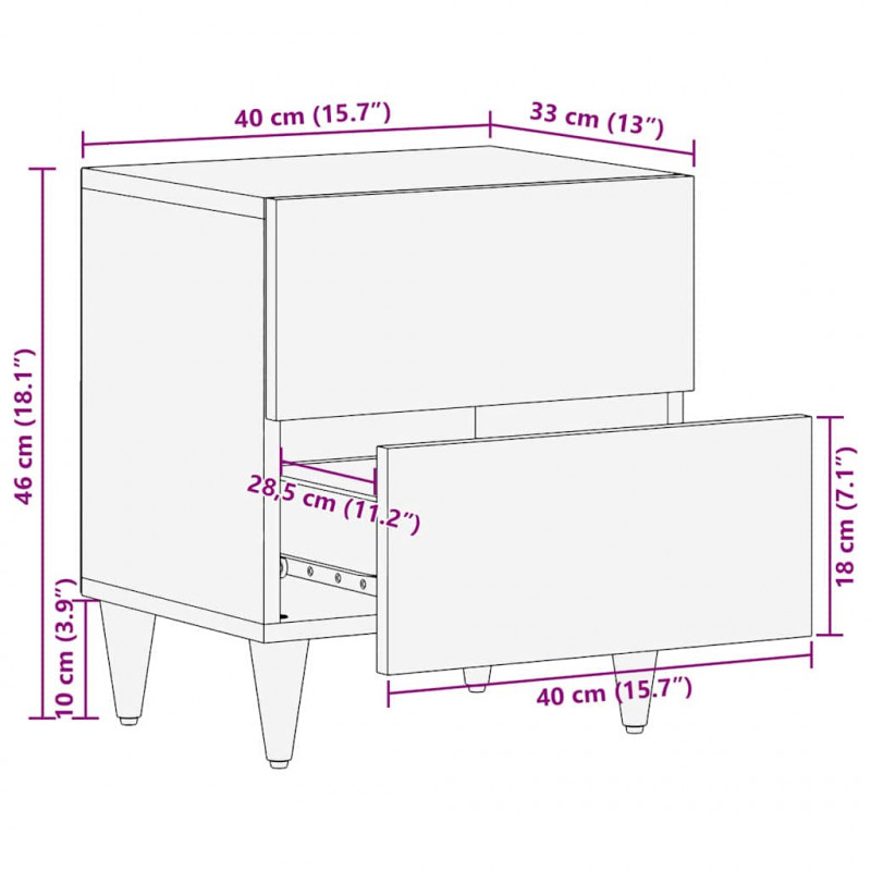Szafka Nocna z szufladą 2 pcs Jasny Brąz 40 x 33 x 46 cm