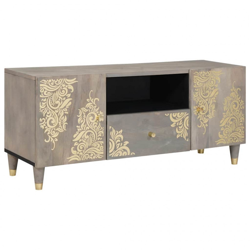 Szafka pod telewizor Szary 105 x 33 x 46 cm Drewno z mango