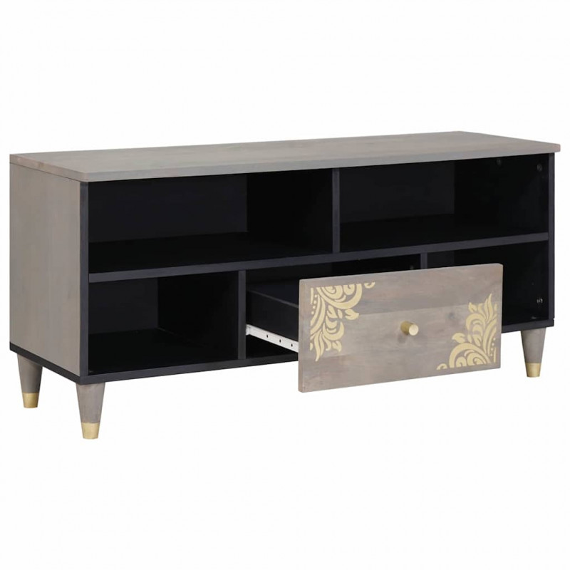 Szafka pod telewizor Szary 100 x 33 x 46 cm Drewno z mango