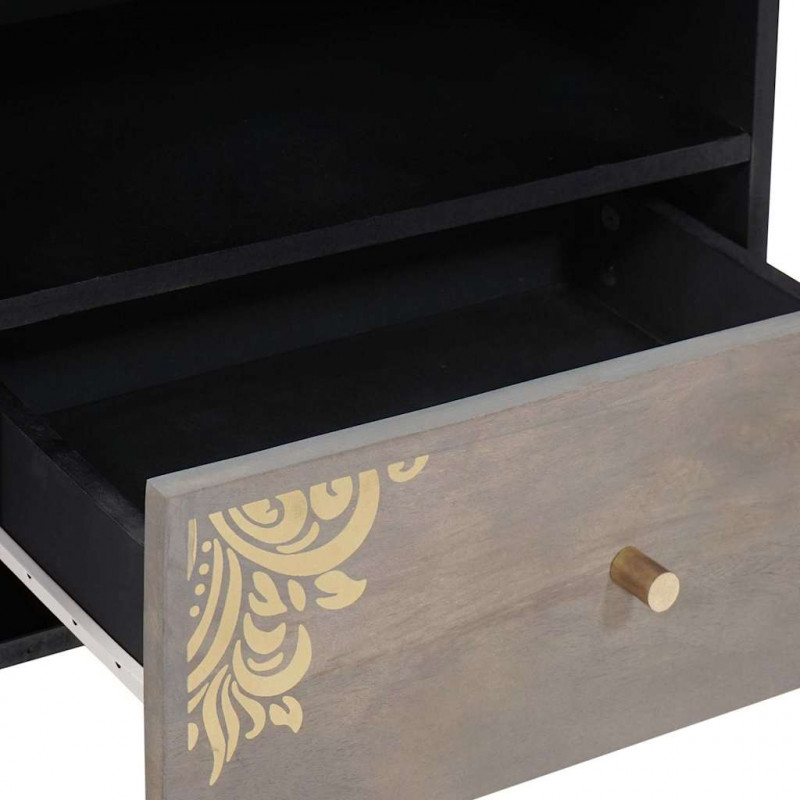 Szafka pod telewizor Szary 80 x 33 x 46 cm Drewno z mango