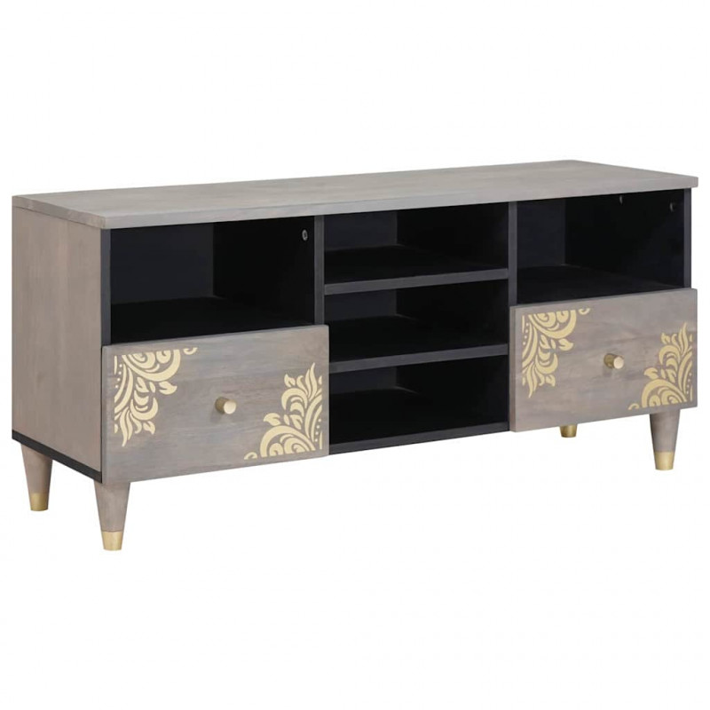 Szafka pod telewizor Szary 100 x 33 x 46 cm Drewno z mango