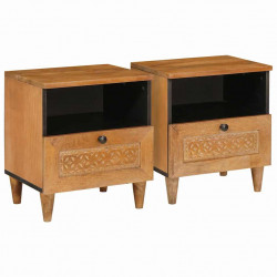 Szafka Nocna z szufladą 2 pcs Jasny Brąz 40 x 33 x 46 cm