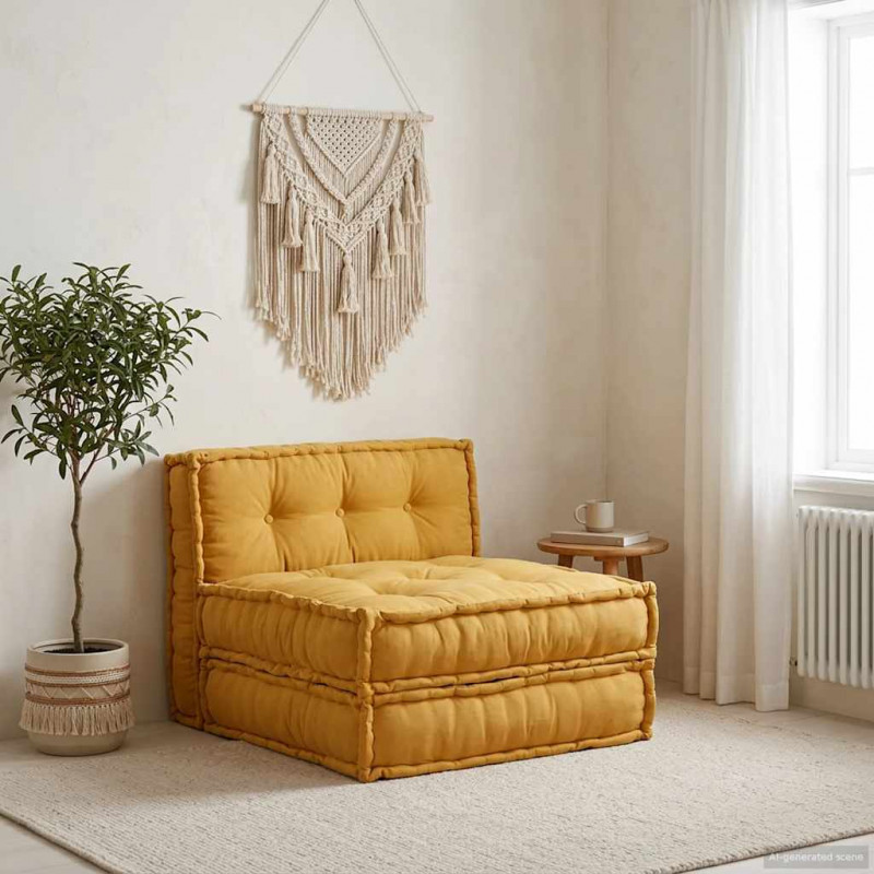 Modułowa sofa, żółty, 70x70x36, tkanina