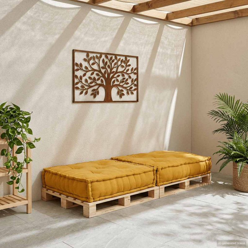 Modułowa sofa, żółty, 70x70x36, tkanina