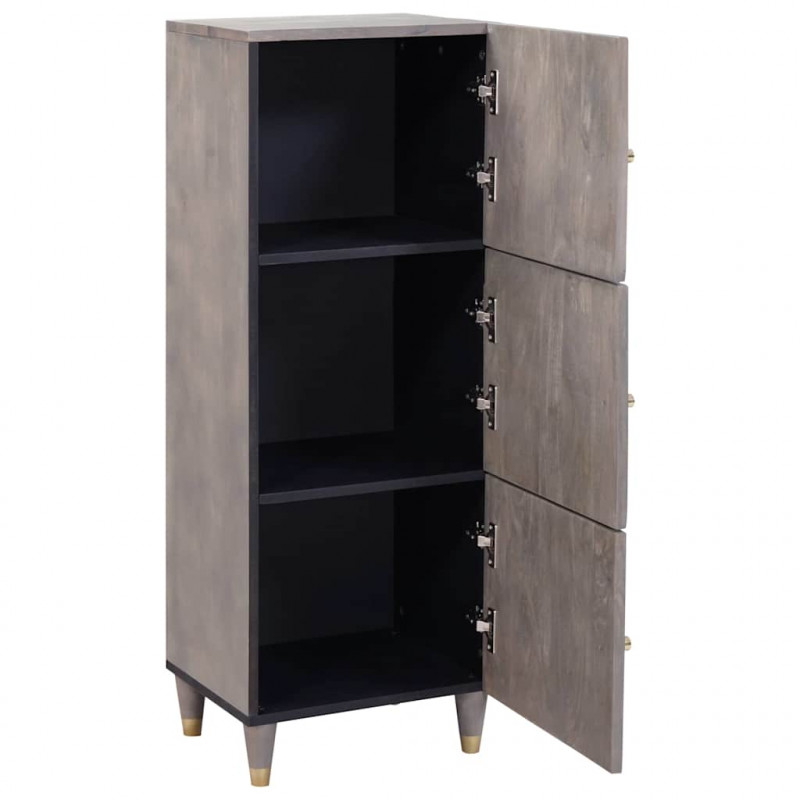 Highboard z półką Szary i złoto 40 x 33 x 110 cm Drewno z mango