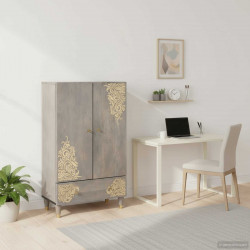Highboard z półką Szary i złoto 60 x 33 x 100 cm Drewno z mango