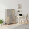Highboard z półką Szary i złoto 60 x 33 x 100 cm Drewno z mango