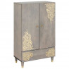 Highboard z półką Szary i złoto 60 x 33 x 100 cm Drewno z mango