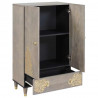 Highboard z półką Szary i złoto 60 x 33 x 100 cm Drewno z mango