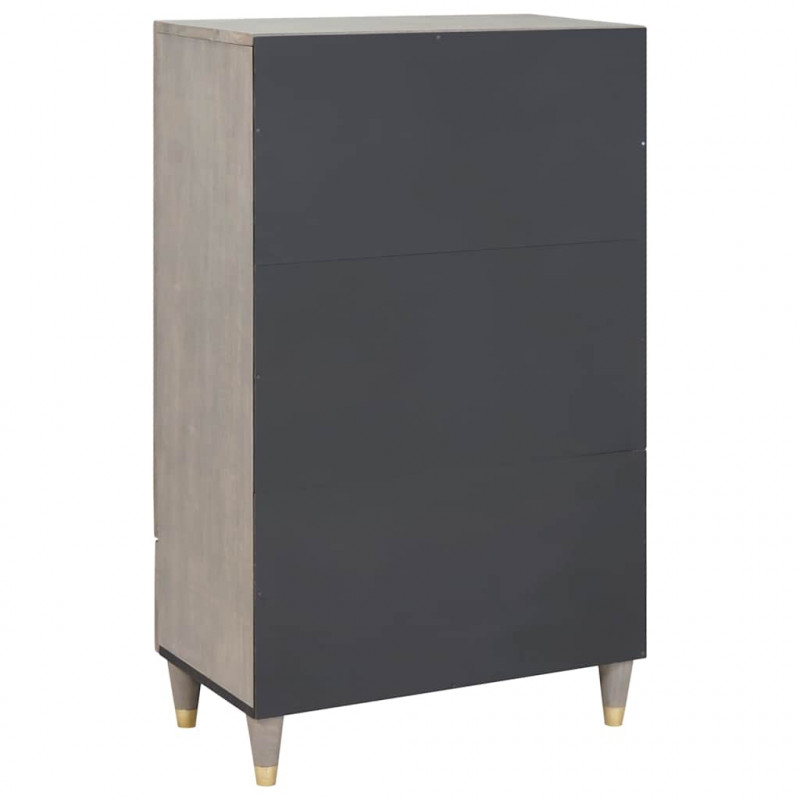 Highboard z półką Szary i złoto 60 x 33 x 100 cm Drewno z mango