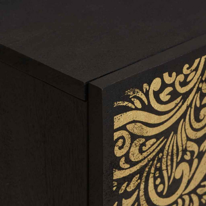 Szafka nocna z drzwiami Czarny 40 x 33 x 46 cm Drewno z mango