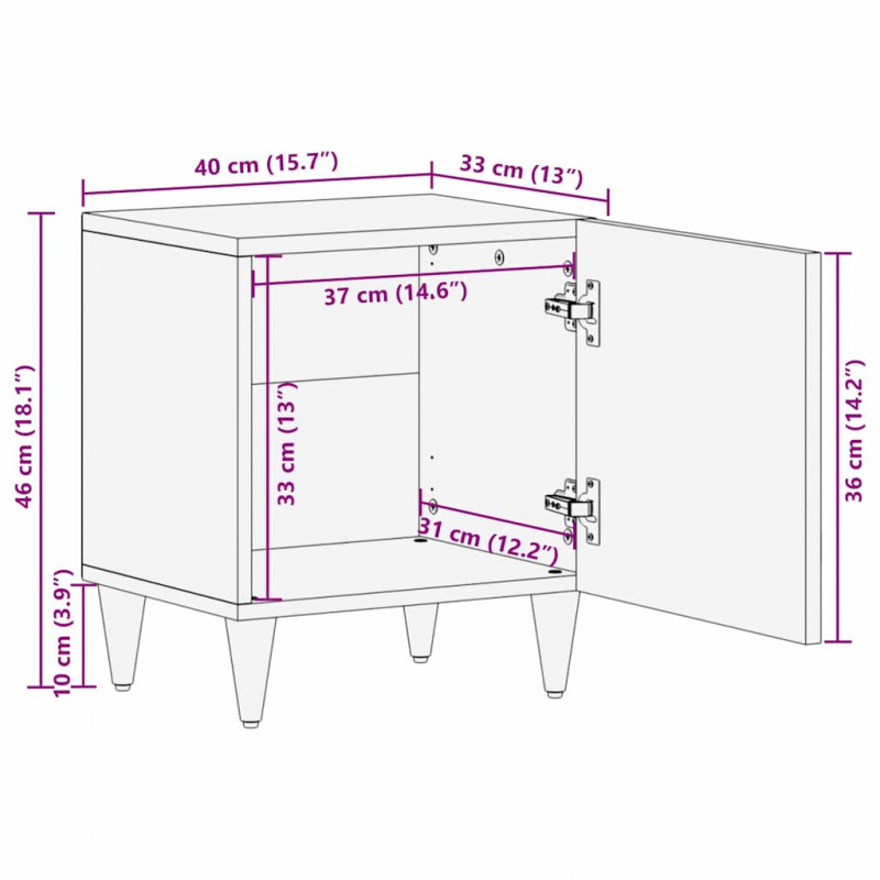 Szafka nocna z drzwiami 2 pcs Czarny 40 x 33 x 46 cm