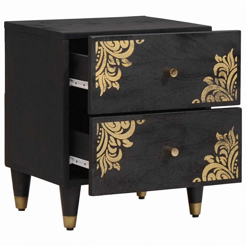 Szafka Nocna 2 pcs Czarny 40 x 33 x 46 cm Drewno z mango