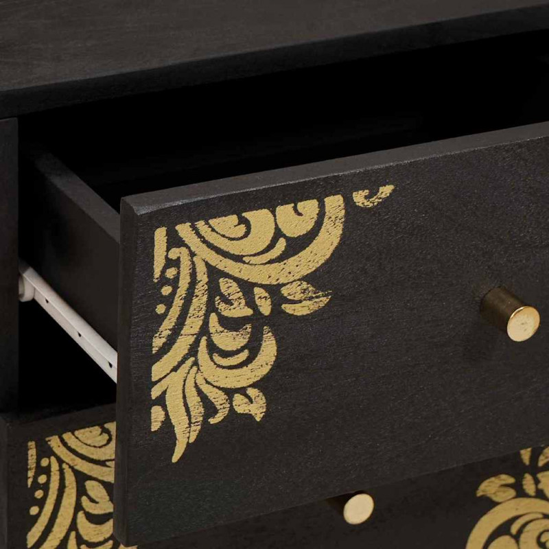 Szafka Nocna 2 pcs Czarny 40 x 33 x 46 cm Drewno z mango
