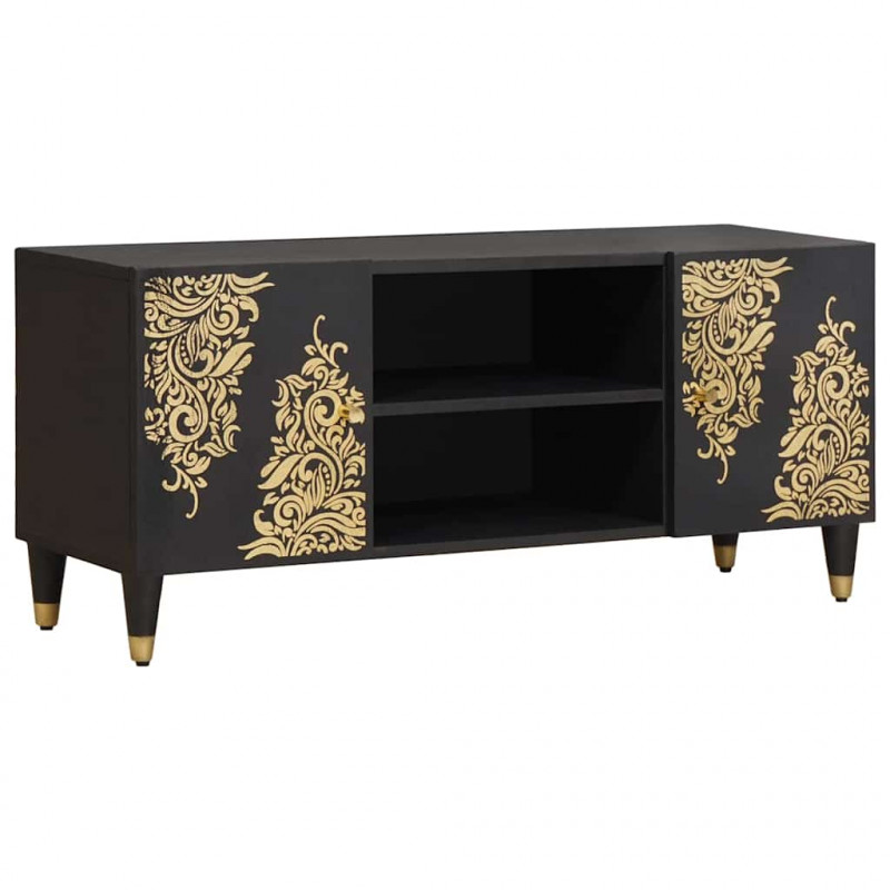 Szafka pod telewizor Czarny 105 x 33 x 46 cm Drewno z mango