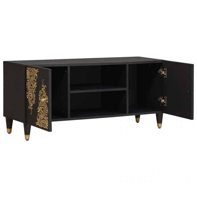 Szafka pod telewizor Czarny 105 x 33 x 46 cm Drewno z mango