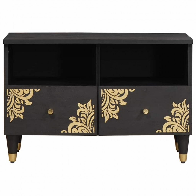 Szafka pod telewizor Czarny 70 x 33 x 46 cm Drewno z mango