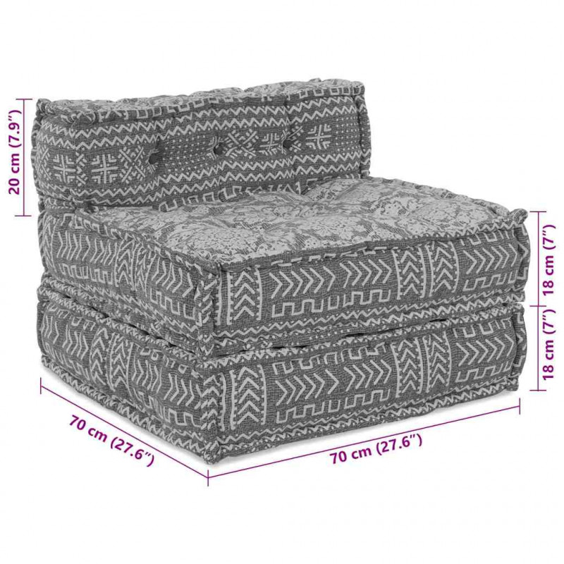 Modularna sofa patchworkowa Jasnoszary 70 x 70 x 56 cm tkanina