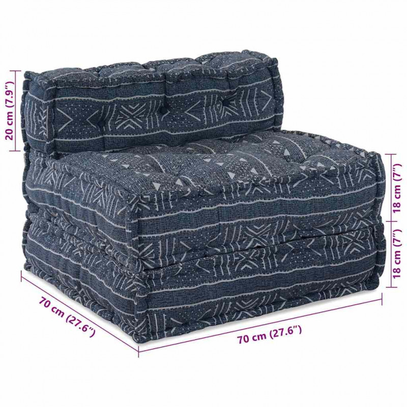 Modularna sofa patchworkowa Indygo Print 70 x 70 x 56 cm
