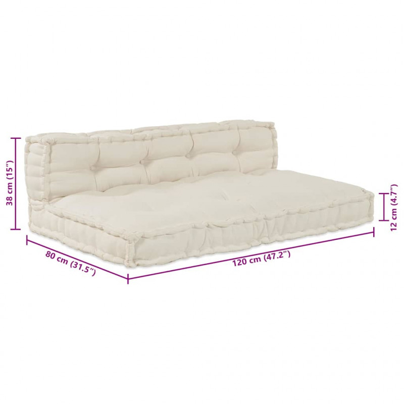 Modularny sofa patchworkowy 2 pcs Kremowy 120 x 80 x 38 cm