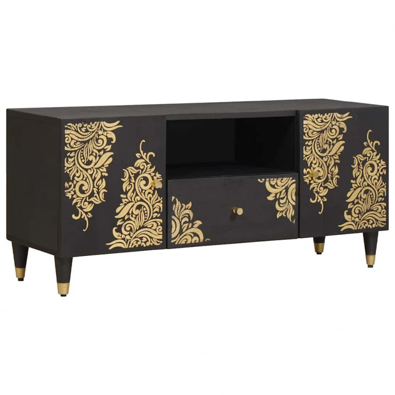 Szafka pod telewizor Czarny 105 x 33 x 46 cm Drewno z mango