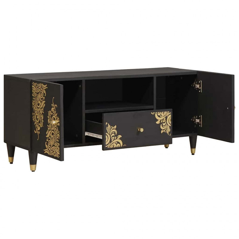 Szafka pod telewizor Czarny 105 x 33 x 46 cm Drewno z mango