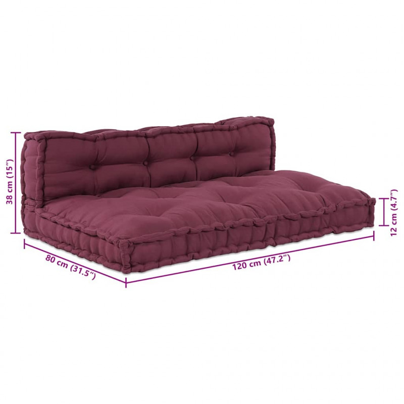 Modularny sofa patchworkowy 2 pcs Bordowy 120 x 80 x 38 cm