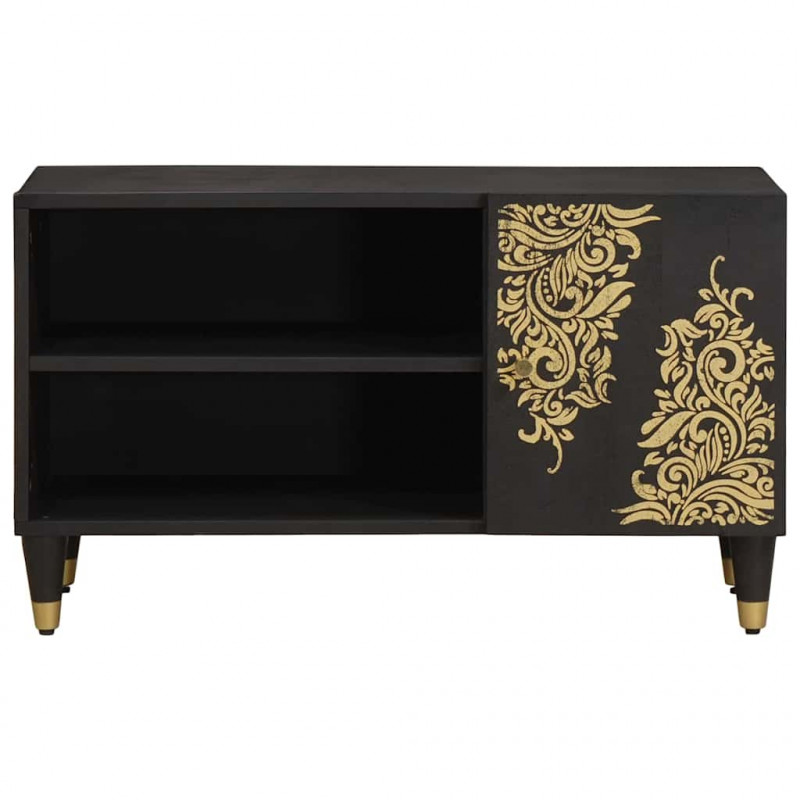 Szafka pod telewizor Czarny 80 x 33 x 46 cm Drewno z mango