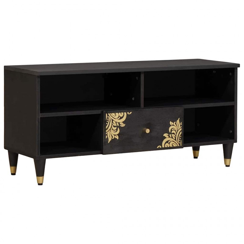 Szafka pod telewizor Czarny 100 x 33 x 46 cm Drewno z mango