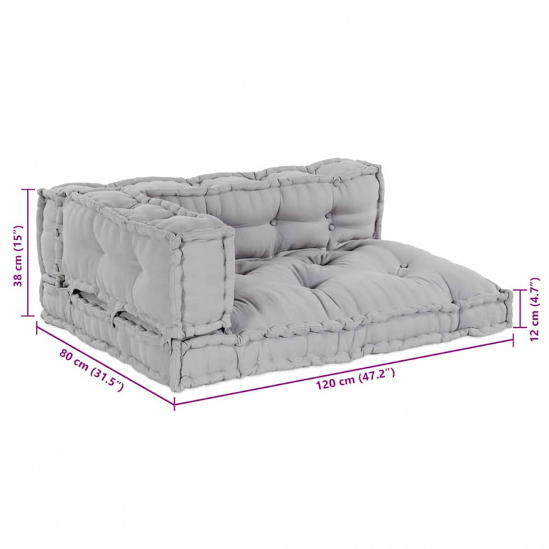 Modularny sofa patchworkowy 3 pcs Szary 120 x 80 x 38 cm