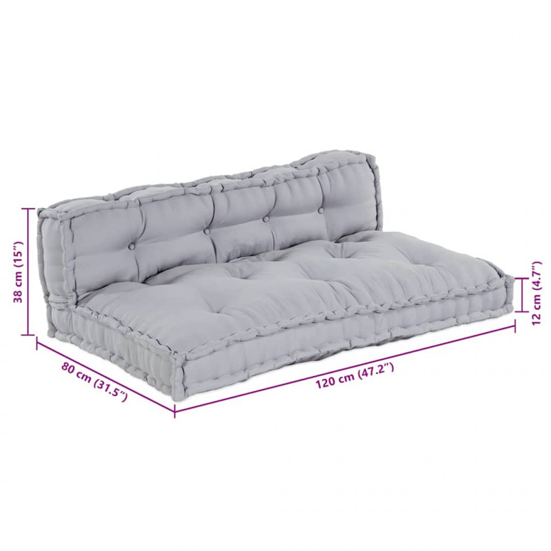 Modularny sofa patchworkowy 2 pcs Szary 120 x 80 x 38 cm