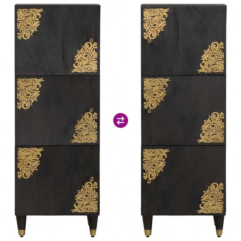 Highboard z półką Czarny 40 x 33 x 110 cm Drewno z mango