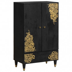Highboard z szufladą Czarny 60 x 33 x 100 cm Drewno z mango