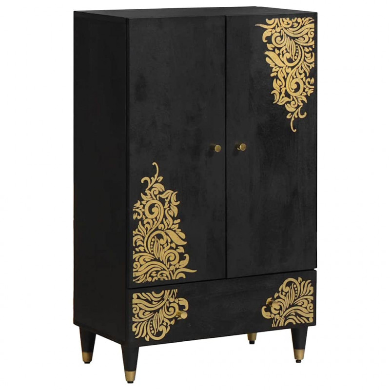 Highboard z szufladą Czarny 60 x 33 x 100 cm Drewno z mango