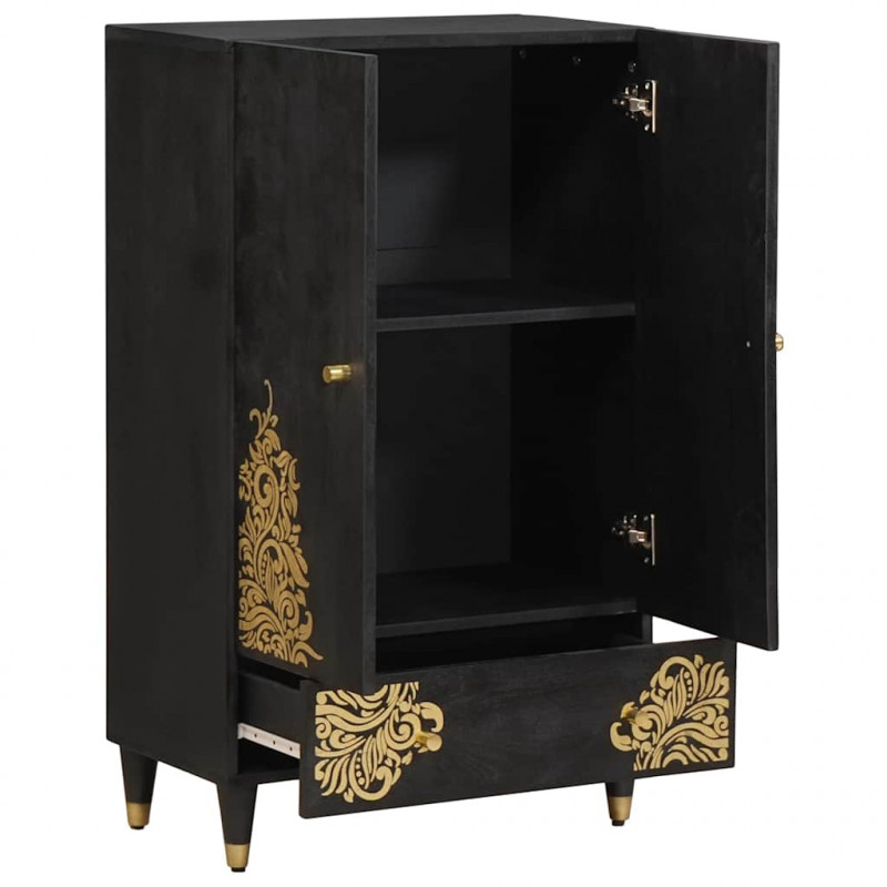 Highboard z szufladą Czarny 60 x 33 x 100 cm Drewno z mango