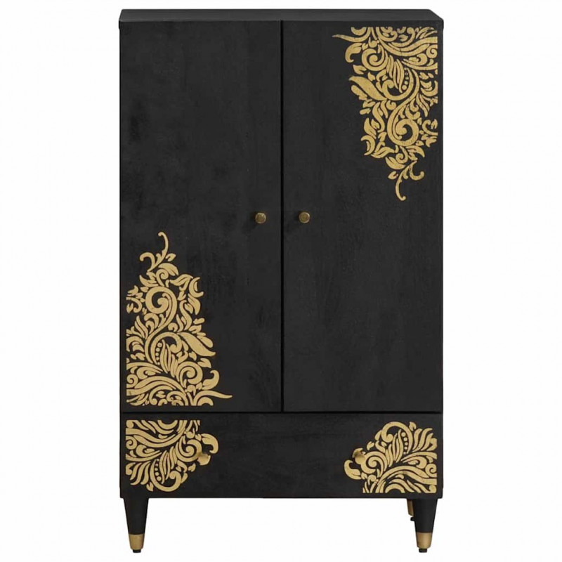 Highboard z szufladą Czarny 60 x 33 x 100 cm Drewno z mango