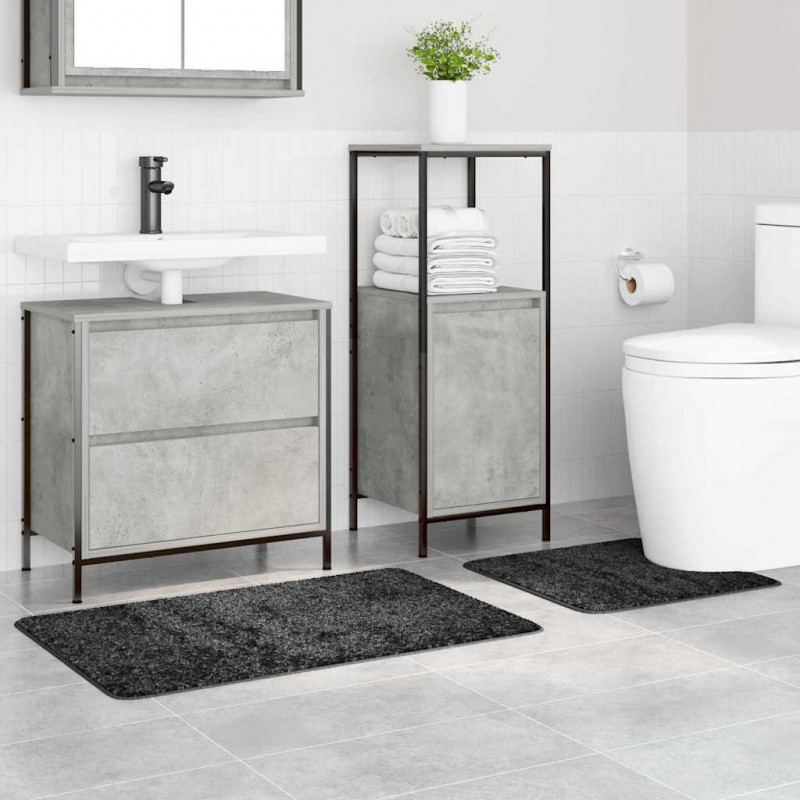 Zestaw mat łazienkowych antypoślizgowych 2 pcs Ciemnoszary PP