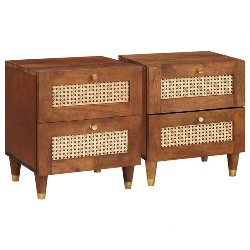 Szafka Nocna z szufladą 2 pcs Brązowy 40 x 33,5 x 46 cm