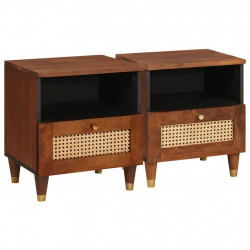 Szafka Nocna 2 pcs Brązowy 40 x 33 x 46 cm Lite drewno akacjowe