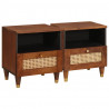 Szafka Nocna 2 pcs Brązowy 40 x 33 x 46 cm Lite drewno akacjowe