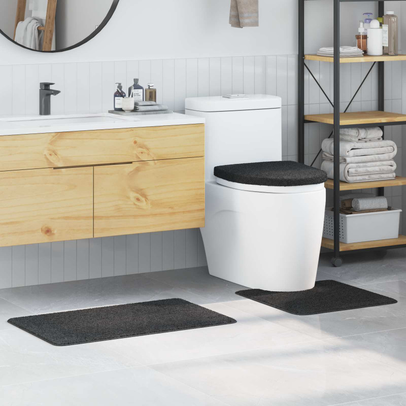 Zestaw mat łazienkowych antypoślizgowych 3 pcs ciemno szary PP