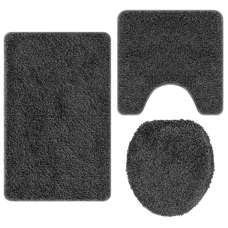 Zestaw mat łazienkowych antypoślizgowych 3 pcs ciemno szary PP