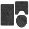 Zestaw mat łazienkowych antypoślizgowych 3 pcs ciemno szary PP