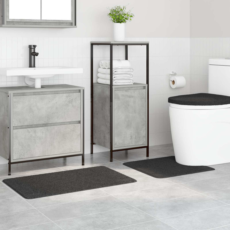 Zestaw mat łazienkowych antypoślizgowych 3 pcs ciemno szary PP