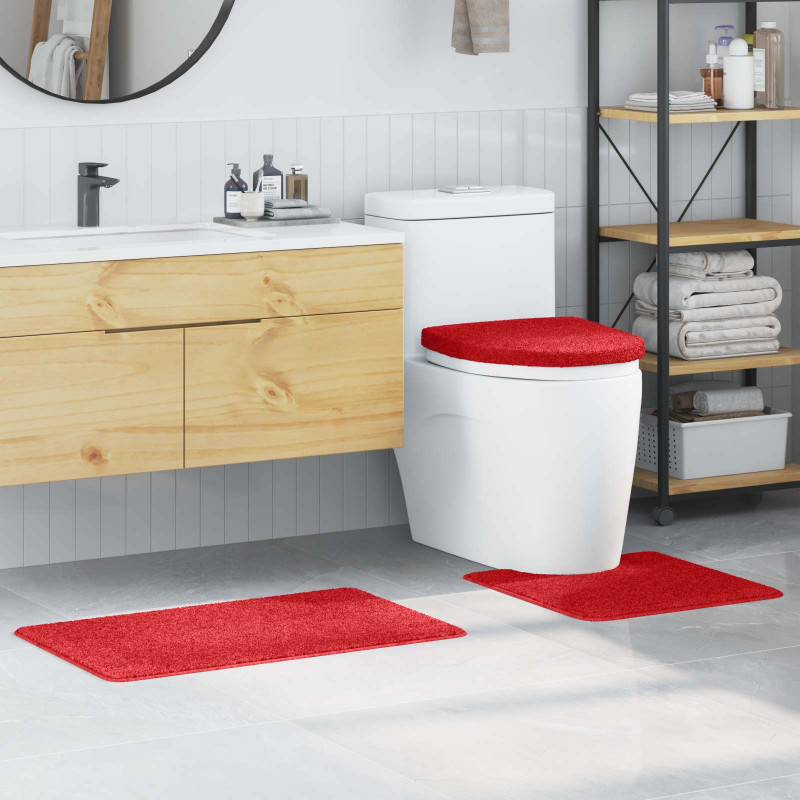 Zestaw mat łazienkowych antypoślizgowych 3 pcs Czerwony PP